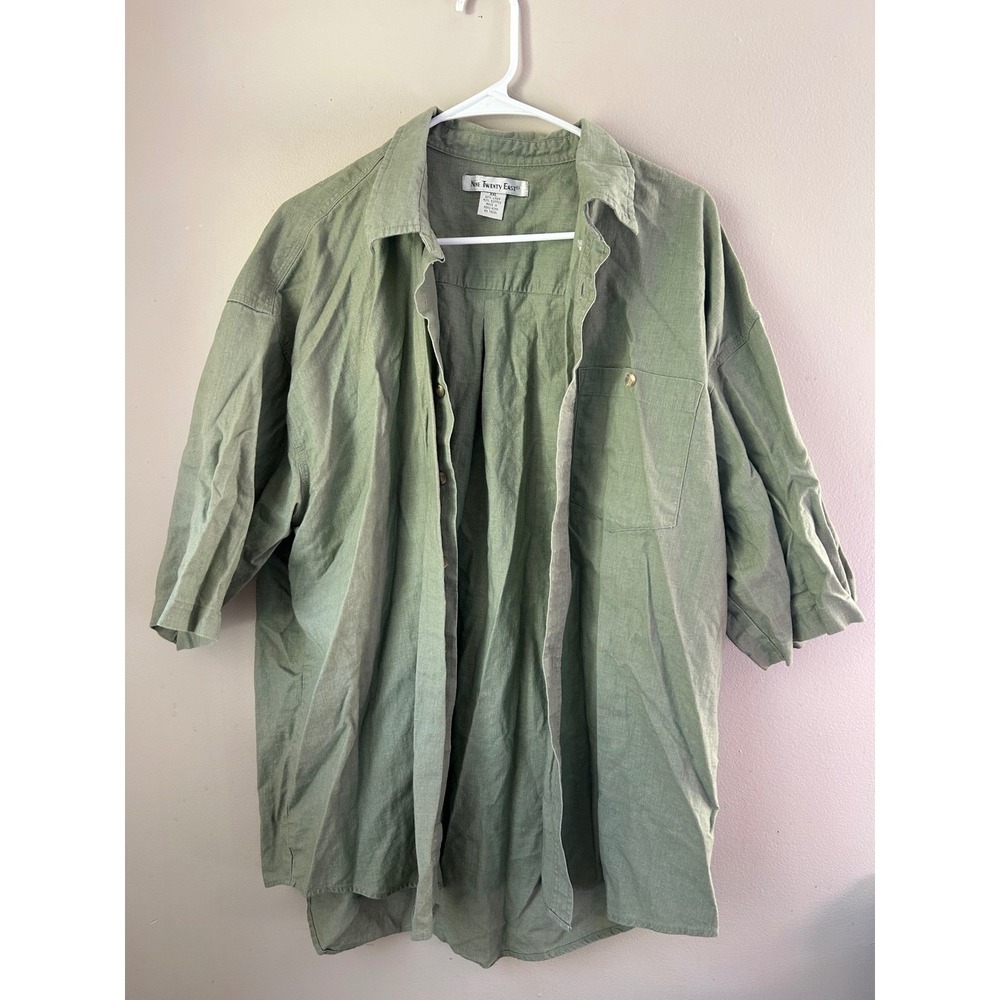 Nine Twenty‎ East Olive Linen/Cotton Mens XXL  Button Utility Gorpcore Cabincore